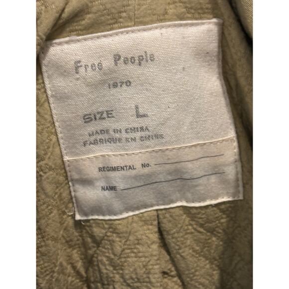 Free People Crafted Cloth Tapestry Jacket Khaki Green Textile Full Zip Coat sz L - Picture 3 of 5